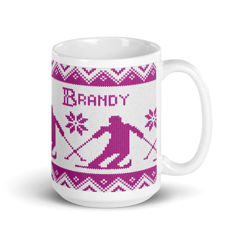 Nordic Skier Personalized Knitting Mug